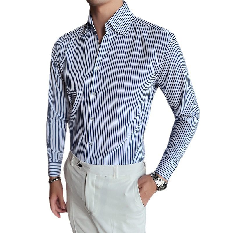 Men's Large V Non-ironing Striped Shirt - Image 5