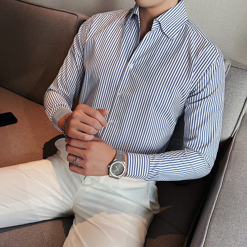 Men's Large V Non-ironing Striped Shirt - Image 3