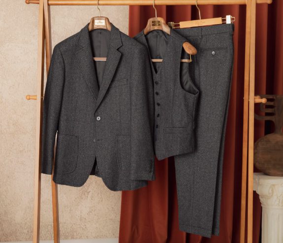 Autumn Winter Retro Herringbone Wool Slim Fit Men's Suits - Image 10